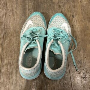 Nike Women's Aqua and White Athletic Shoes